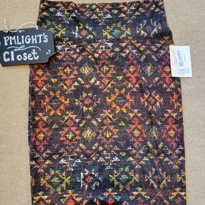 LuLaRoe Cassie Skirt Small New with Tags Black with geometric shapes